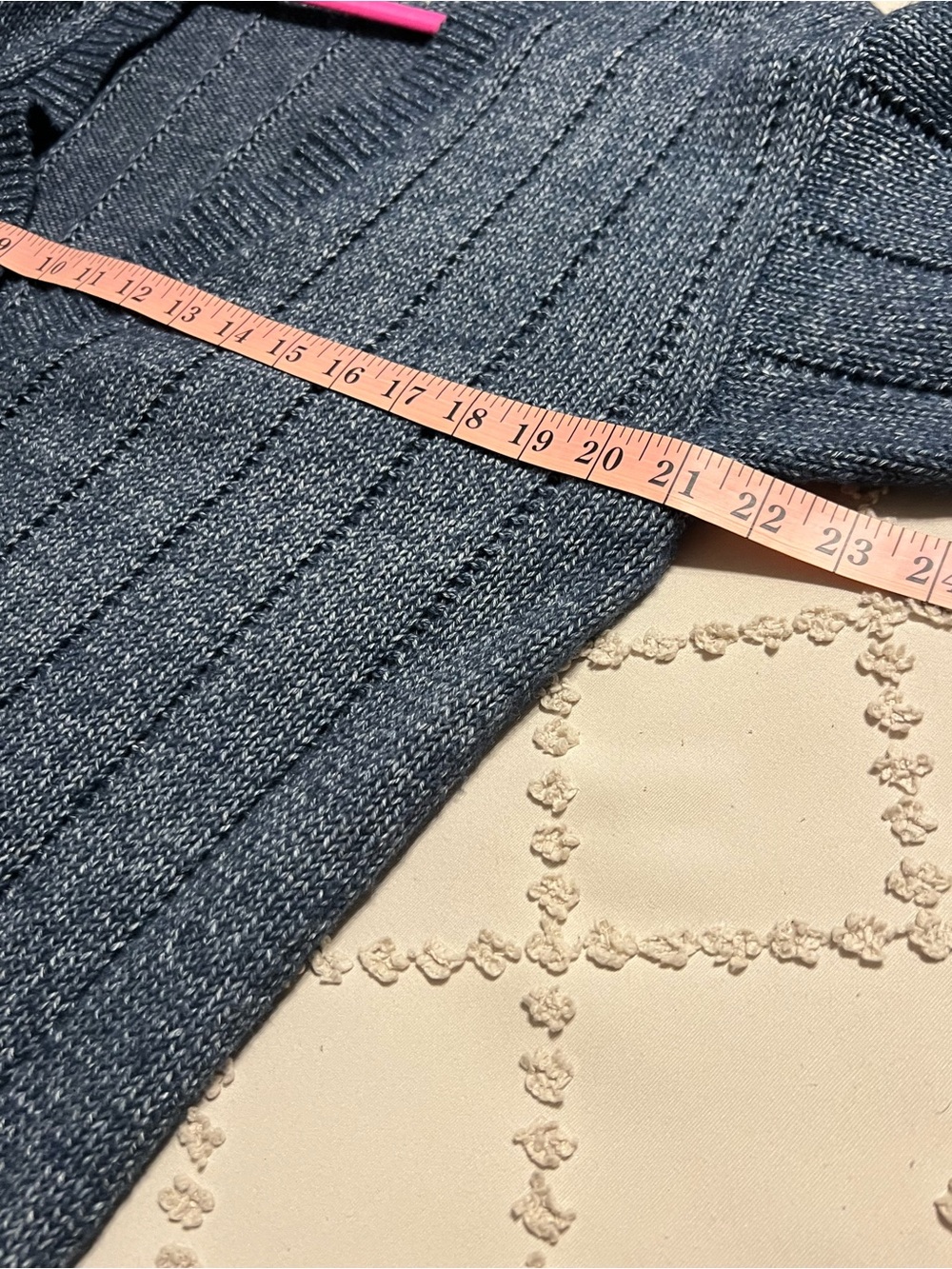 cleo Navy Speckled Ribbed Button-Up Long Cardigan - Picture 6 of 7